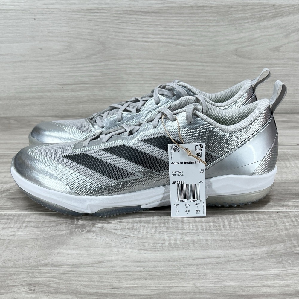 Adidas Adizero Instinct TF Softball Cleats Silver Black Women 13 / Men 12 JS2992 - Picture 2 of 9